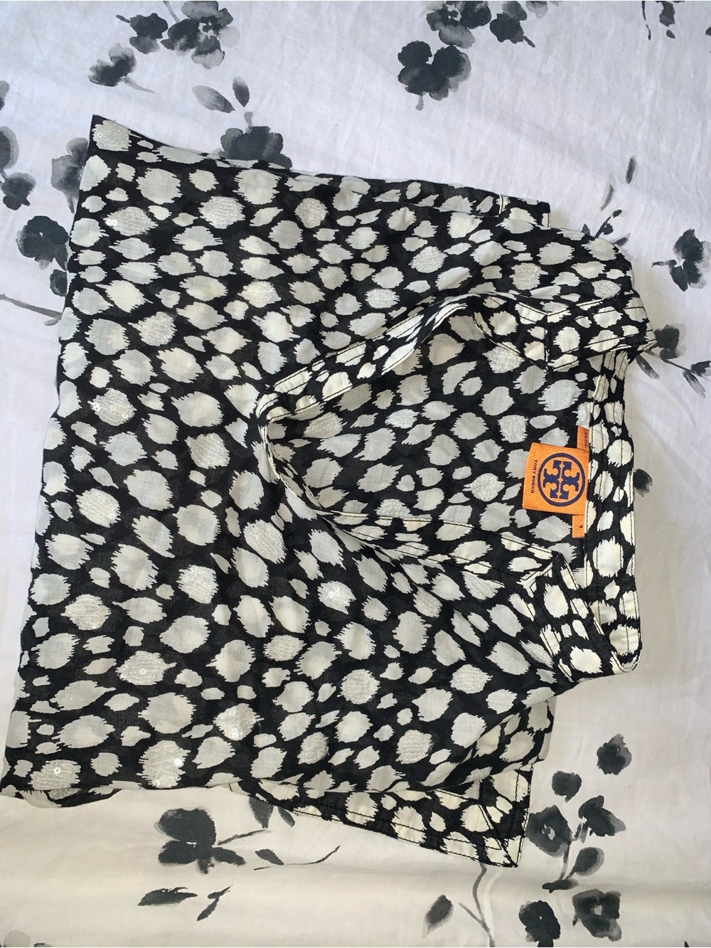 Tory Burch Black and White Spot Print Top